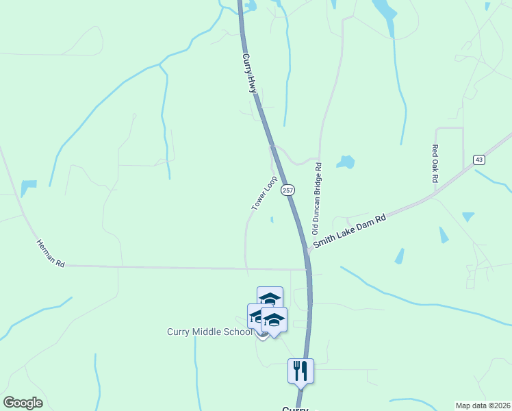 map of restaurants, bars, coffee shops, grocery stores, and more near Tower Loop in Jasper
