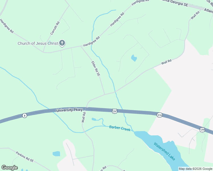 map of restaurants, bars, coffee shops, grocery stores, and more near 560 Elder Road Southeast in Winder