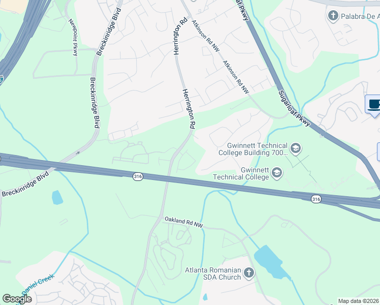 map of restaurants, bars, coffee shops, grocery stores, and more near 1587 Herrington Road in Lawrenceville