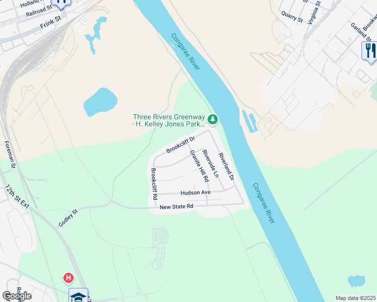map of restaurants, bars, coffee shops, grocery stores, and more near 438 Riverside Lane in Cayce