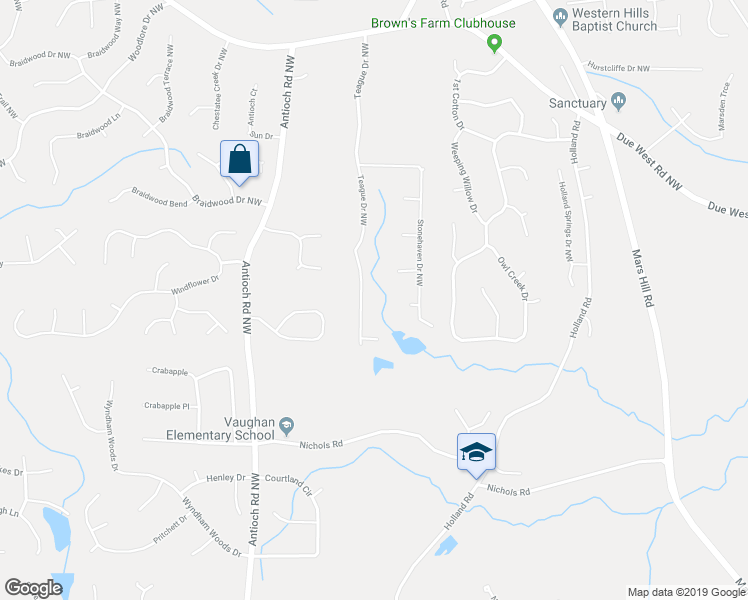 map of restaurants, bars, coffee shops, grocery stores, and more near 372 Teague Drive Northwest in Kennesaw