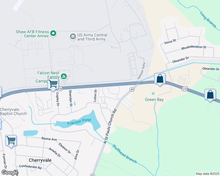 map of restaurants, bars, coffee shops, grocery stores, and more near 4080 Broad Street in Sumter