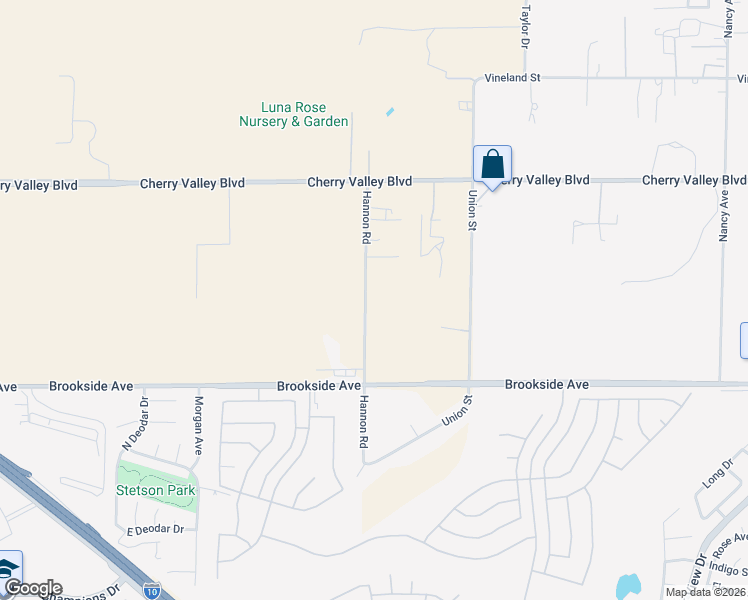 map of restaurants, bars, coffee shops, grocery stores, and more near 10820 Hannon Road in Cherry Valley