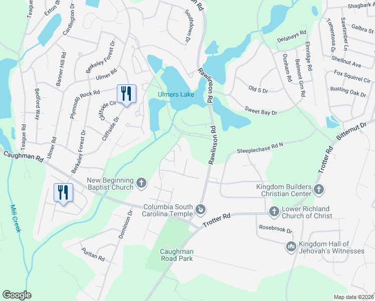 map of restaurants, bars, coffee shops, grocery stores, and more near 10 Gardenwood Court in Columbia