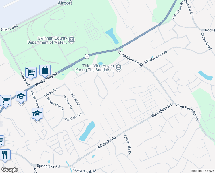 map of restaurants, bars, coffee shops, grocery stores, and more near 154 Amelia Garden Way Southeast in Lawrenceville