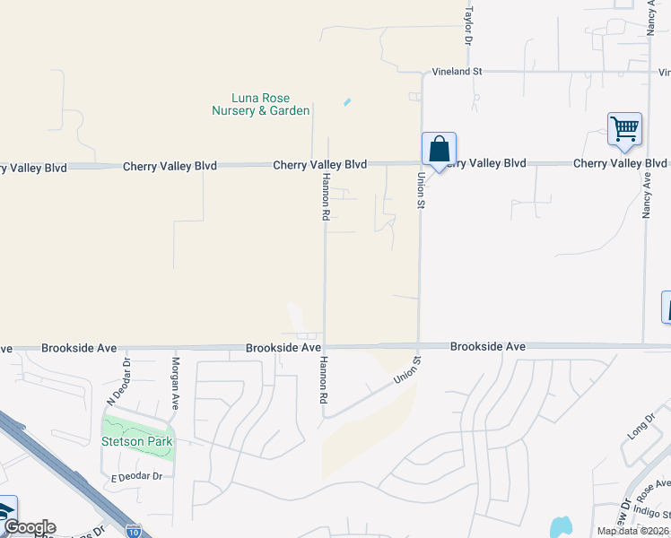 map of restaurants, bars, coffee shops, grocery stores, and more near 10820 Hannon Road in Cherry Valley