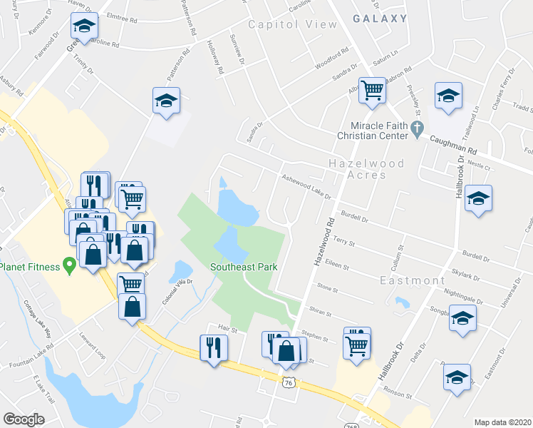 map of restaurants, bars, coffee shops, grocery stores, and more near 188 Gayle Pond Trace in Columbia