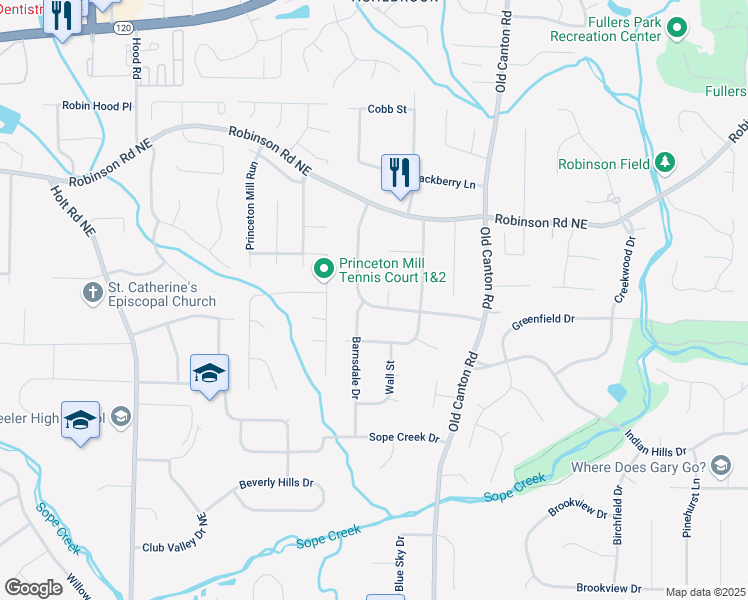 map of restaurants, bars, coffee shops, grocery stores, and more near 2907 Clearbrook Drive in Marietta