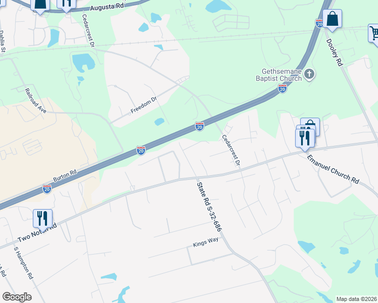map of restaurants, bars, coffee shops, grocery stores, and more near 124 Elvington Lane in Lexington