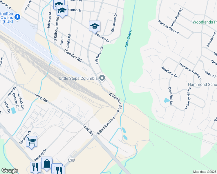 map of restaurants, bars, coffee shops, grocery stores, and more near 1859 Tall Pines Circle in Columbia