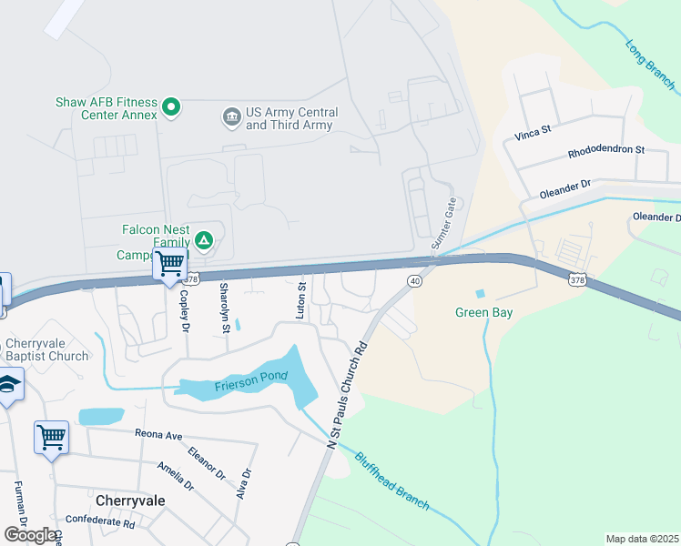 map of restaurants, bars, coffee shops, grocery stores, and more near 4080 Broad Street in Sumter