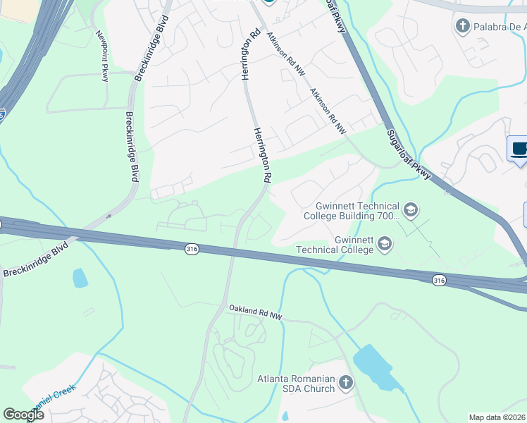 map of restaurants, bars, coffee shops, grocery stores, and more near 1587 Herrington Road in Lawrenceville