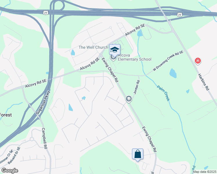 map of restaurants, bars, coffee shops, grocery stores, and more near 2124 Mitford Court in Dacula