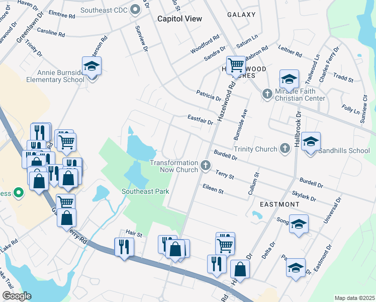 map of restaurants, bars, coffee shops, grocery stores, and more near 6 Paperbark Court in Columbia