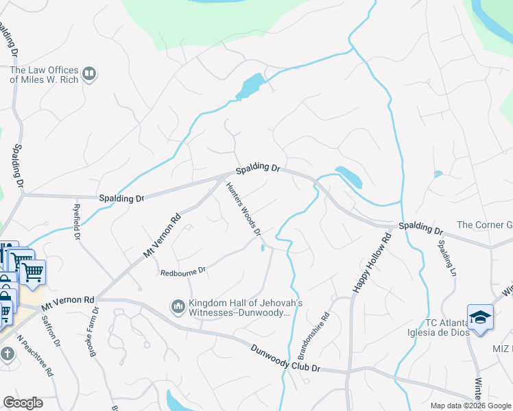 map of restaurants, bars, coffee shops, grocery stores, and more near 310 Wynland Trce in Atlanta