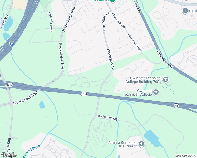 map of restaurants, bars, coffee shops, grocery stores, and more near 1564 Herrington Road in Lawrenceville