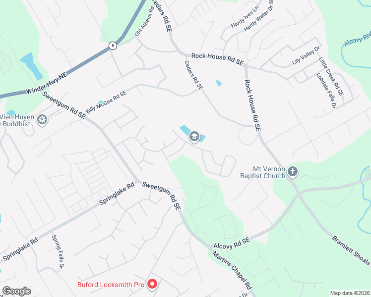 map of restaurants, bars, coffee shops, grocery stores, and more near 343 Gail Pond Drive in Lawrenceville