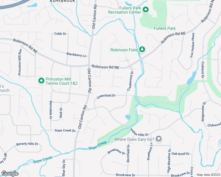 map of restaurants, bars, coffee shops, grocery stores, and more near 3106 Soldier Trail Northeast in Marietta
