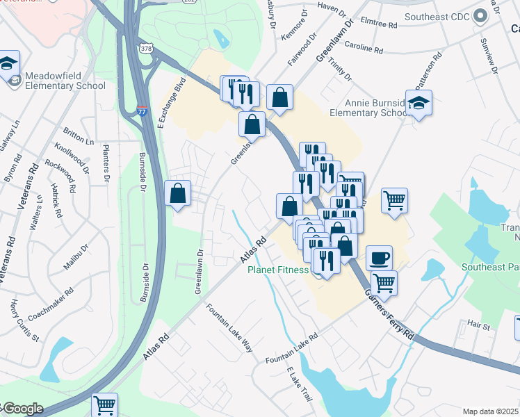 map of restaurants, bars, coffee shops, grocery stores, and more near 700 Greenlawn Drive in Columbia
