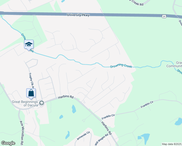 map of restaurants, bars, coffee shops, grocery stores, and more near 2835 Brookton Lane Southeast in Dacula