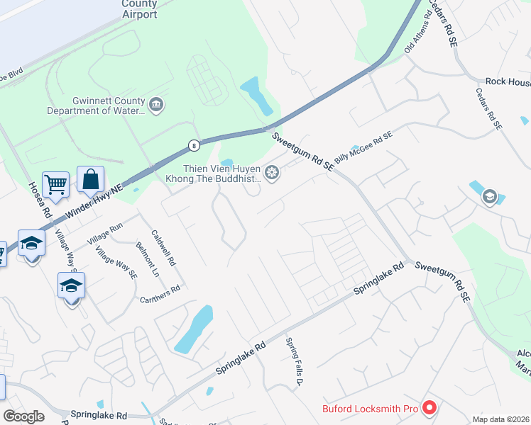 map of restaurants, bars, coffee shops, grocery stores, and more near 619 Lynnfield Drive Southeast in Lawrenceville