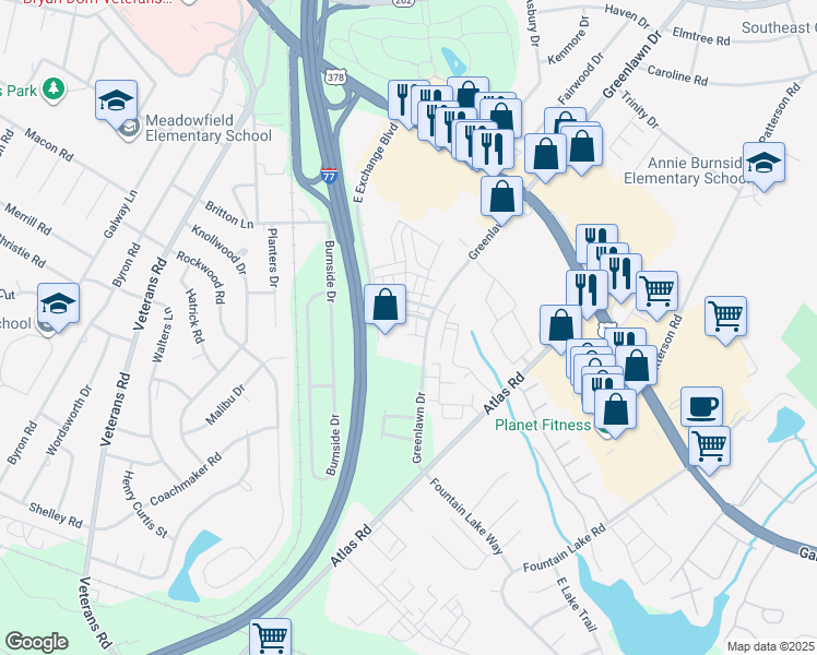 map of restaurants, bars, coffee shops, grocery stores, and more near 405 Greenlawn Drive in Columbia