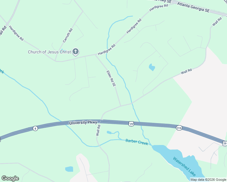 map of restaurants, bars, coffee shops, grocery stores, and more near 557 Elder Road Southeast in Winder