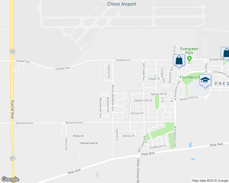 map of restaurants, bars, coffee shops, grocery stores, and more near 7702 Spring Hill Street in Chino