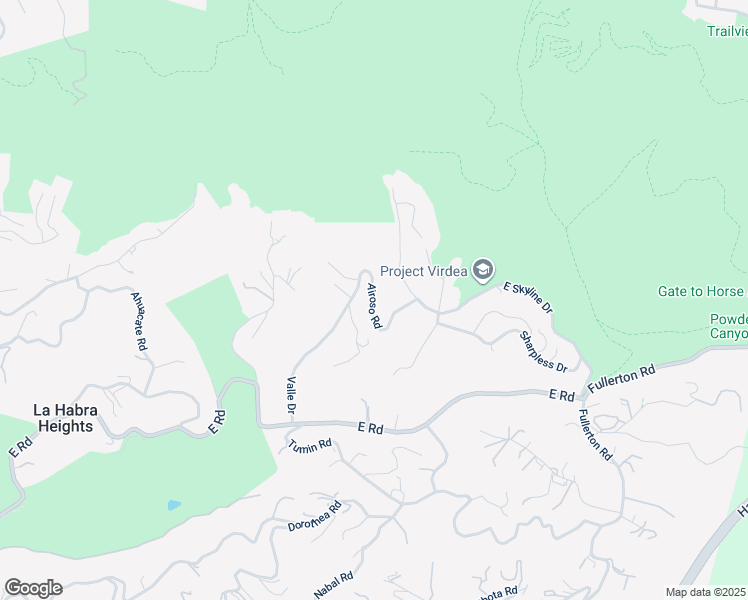 map of restaurants, bars, coffee shops, grocery stores, and more near Airoso Road in La Habra Heights