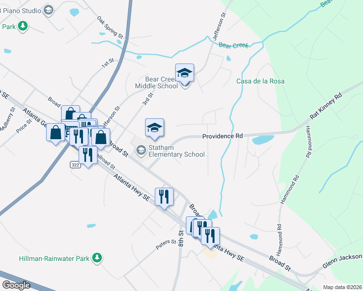map of restaurants, bars, coffee shops, grocery stores, and more near 1908 Noah Lane in Statham