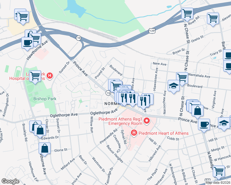 map of restaurants, bars, coffee shops, grocery stores, and more near in Athens