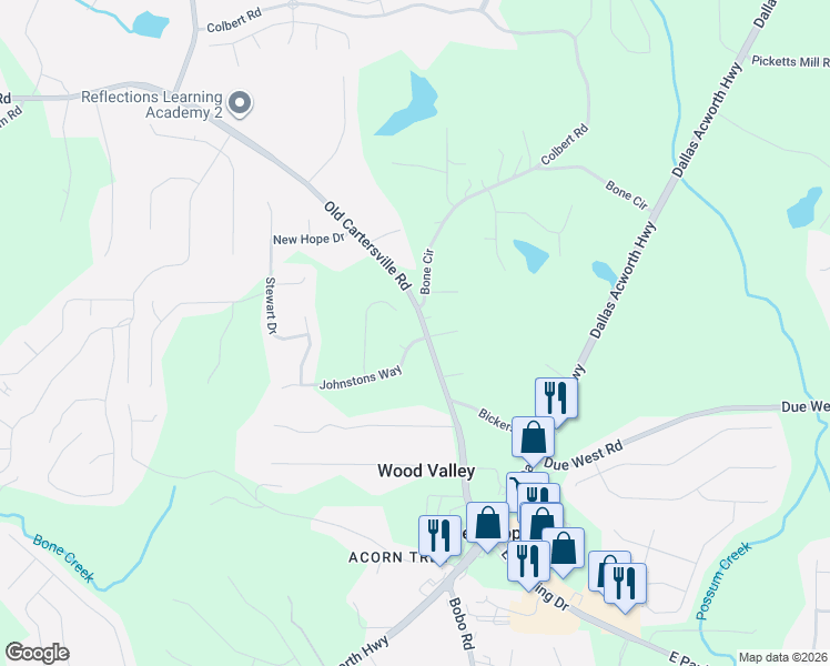map of restaurants, bars, coffee shops, grocery stores, and more near 27 Johnstons Way in Dallas