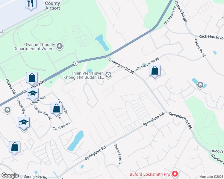 map of restaurants, bars, coffee shops, grocery stores, and more near 145 Pebblefield Trace in Lawrenceville