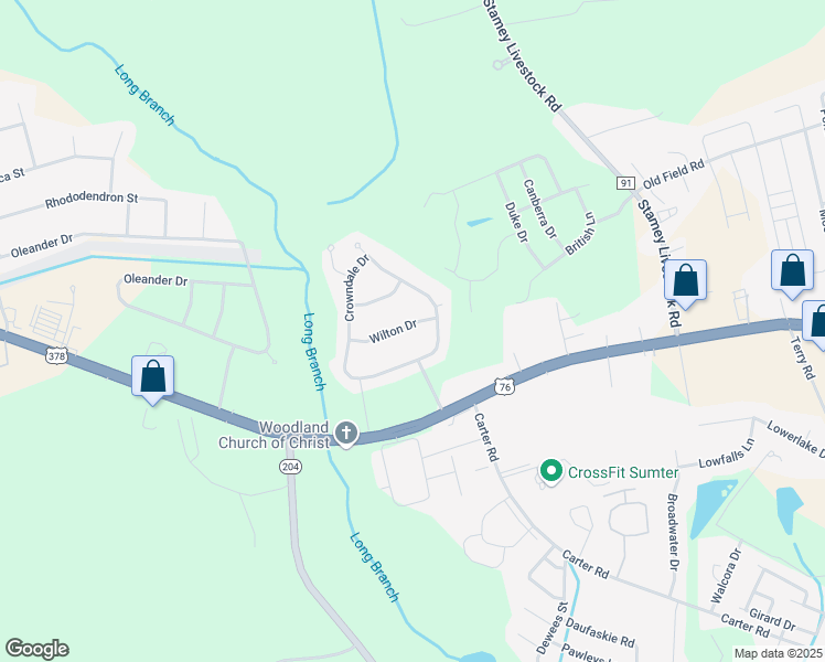 map of restaurants, bars, coffee shops, grocery stores, and more near 3320 Wilton Drive in Sumter