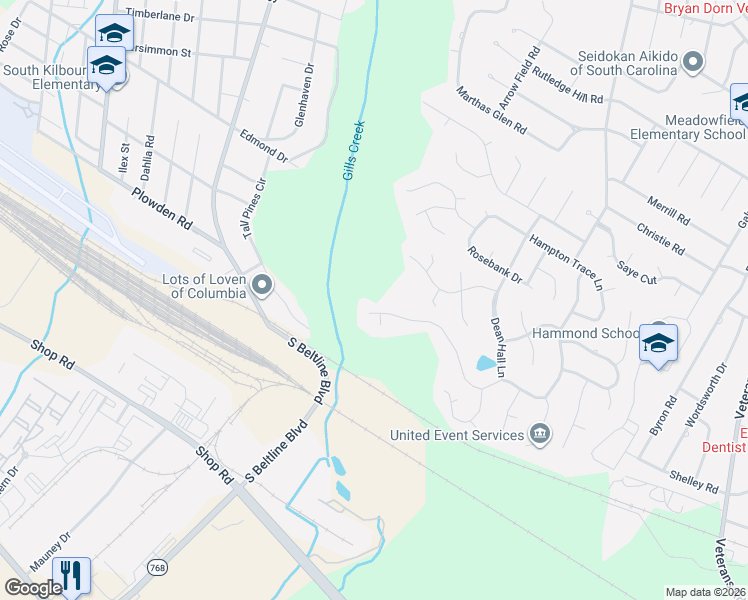 map of restaurants, bars, coffee shops, grocery stores, and more near 715 Chimney Hill Road in Columbia