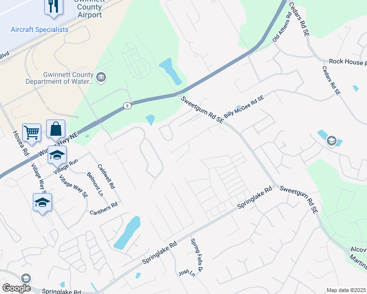 map of restaurants, bars, coffee shops, grocery stores, and more near 659 Lynnfield Drive Southeast in Lawrenceville