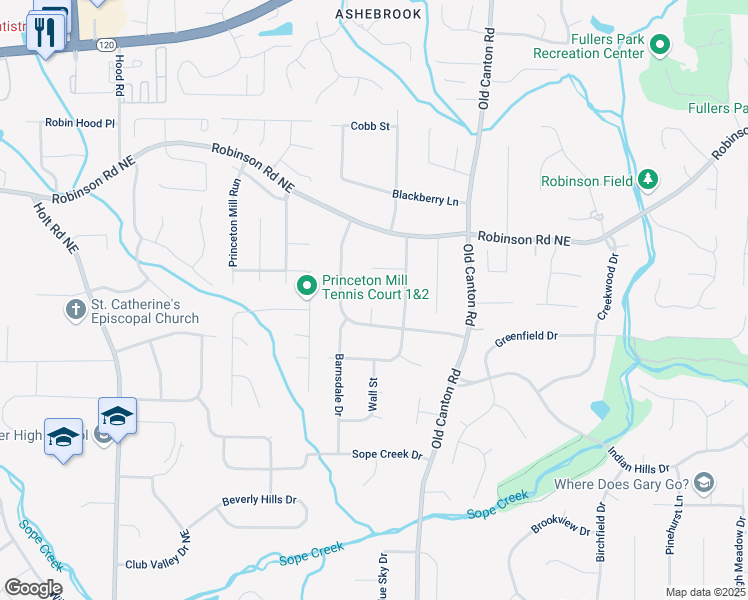 map of restaurants, bars, coffee shops, grocery stores, and more near 620 Clearbrook Court in Marietta
