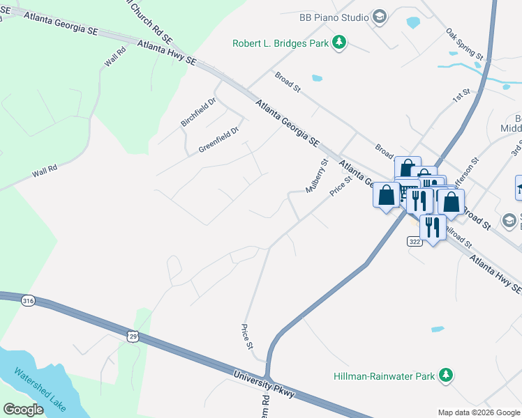 map of restaurants, bars, coffee shops, grocery stores, and more near 401 Coleman Drive in Statham