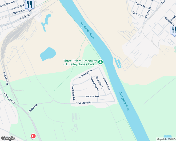map of restaurants, bars, coffee shops, grocery stores, and more near 510 Brookcliff Road in Cayce