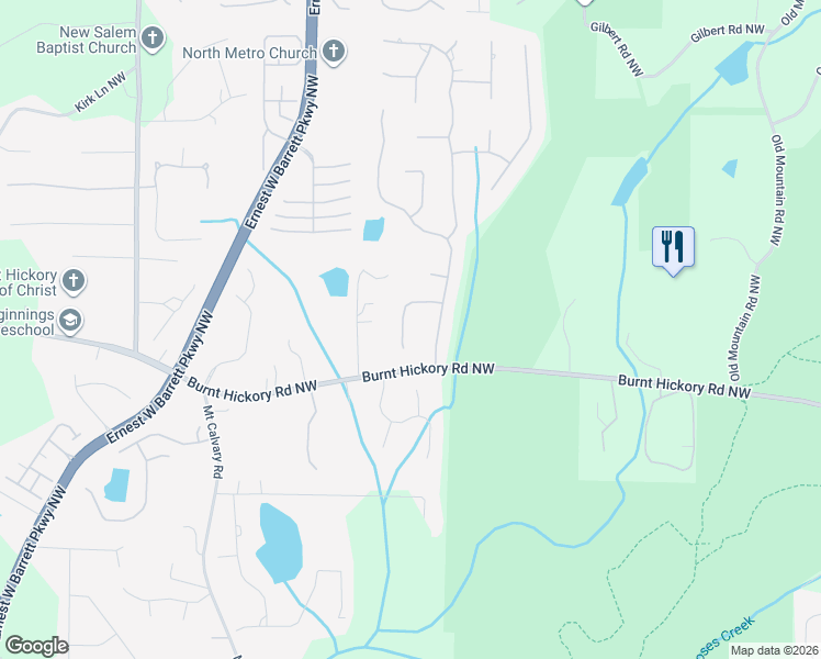 map of restaurants, bars, coffee shops, grocery stores, and more near 1861 Leonidas Trail in Marietta