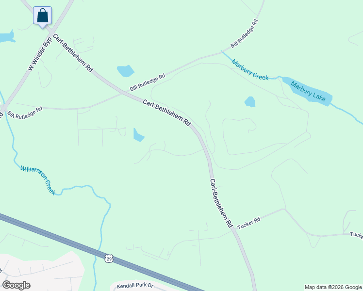 map of restaurants, bars, coffee shops, grocery stores, and more near 247 Englewood Road Southwest in Winder