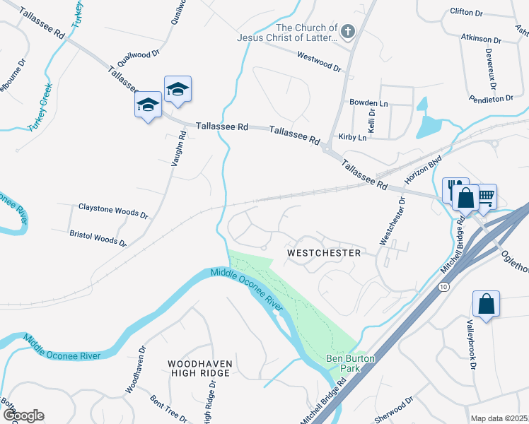 map of restaurants, bars, coffee shops, grocery stores, and more near 204 Michele Drive in Athens