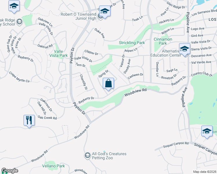 map of restaurants, bars, coffee shops, grocery stores, and more near 15822 Astral Street in Chino Hills