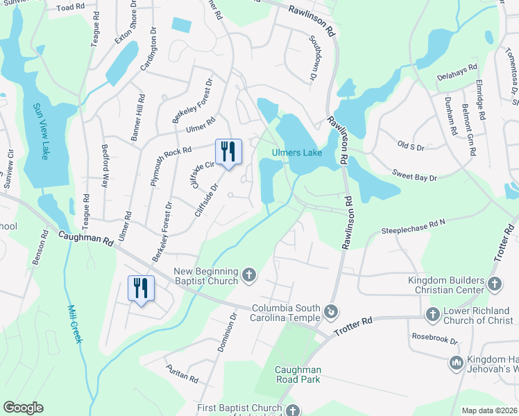 map of restaurants, bars, coffee shops, grocery stores, and more near 91 Ridge Lake Drive in Columbia