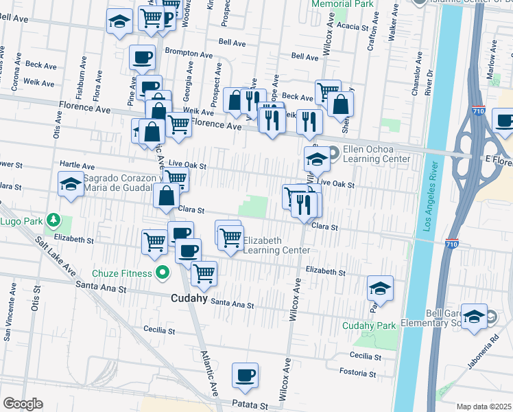 map of restaurants, bars, coffee shops, grocery stores, and more near 4835 Clara Street in Cudahy