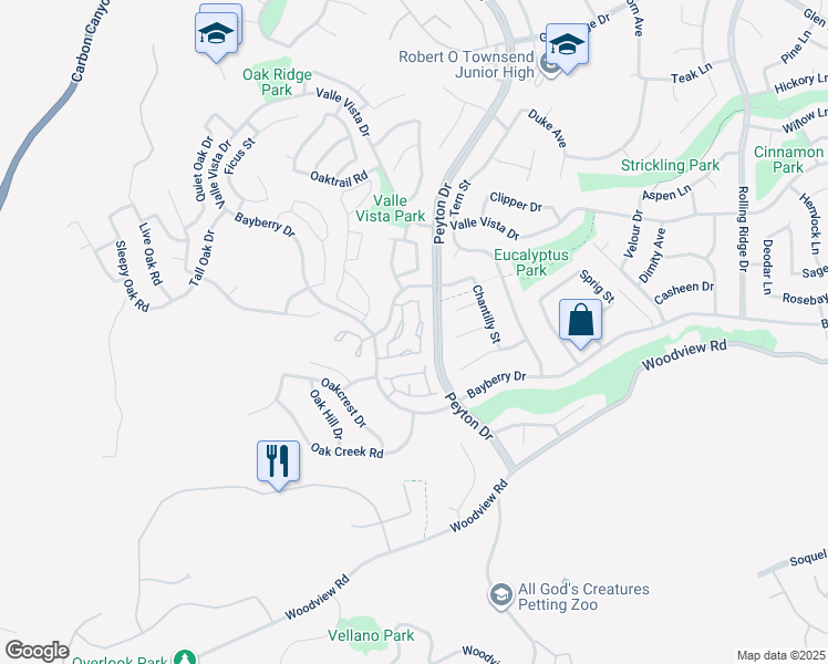 map of restaurants, bars, coffee shops, grocery stores, and more near 15856 Deer Trail Drive in Chino Hills