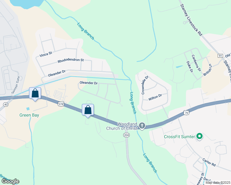 map of restaurants, bars, coffee shops, grocery stores, and more near 3445 Oleander Drive in Sumter