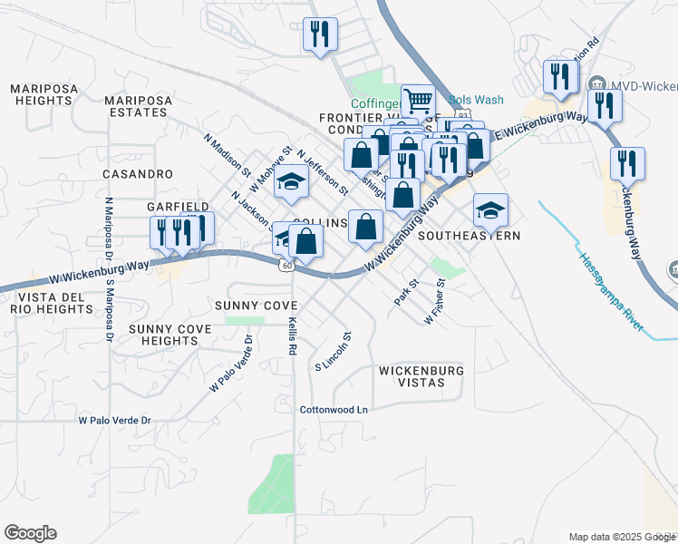 map of restaurants, bars, coffee shops, grocery stores, and more near 280 West Wickenburg Way in Wickenburg