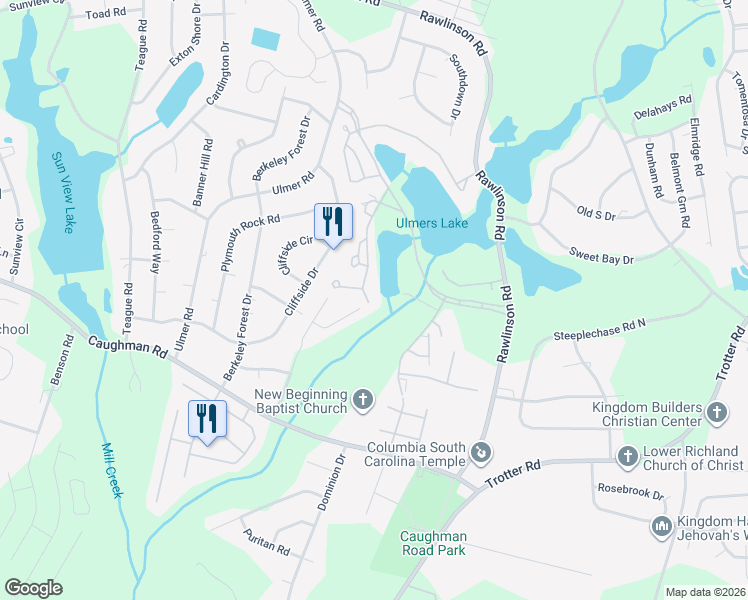map of restaurants, bars, coffee shops, grocery stores, and more near 90 Ridge Lake Drive in Columbia