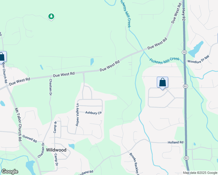map of restaurants, bars, coffee shops, grocery stores, and more near 2368 Due West Road in Dallas
